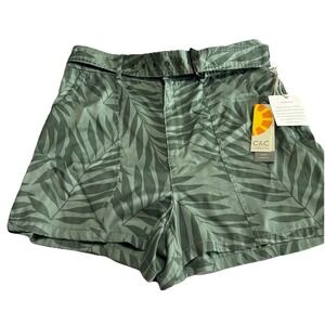C&C‎ California Womens Belted High Wasted Paperbag Shorts Green Leaf Size Large